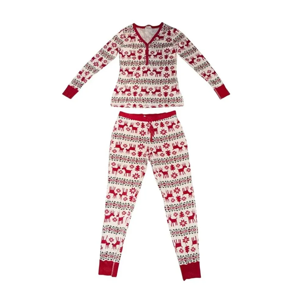 Hanna Andersson Dear Deer Reindeer Womens S Pajamas Christmas Holiday Red - Picture 1 of 11